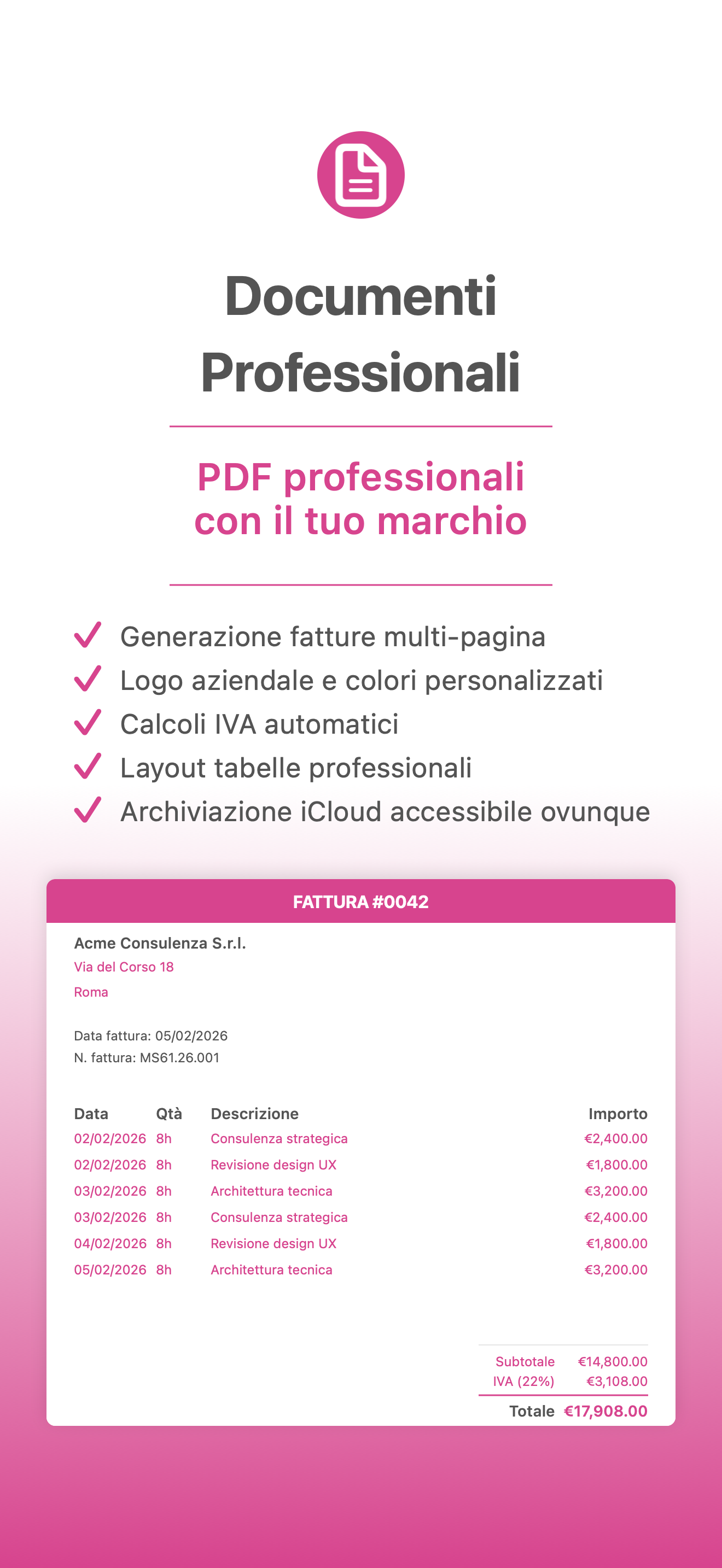 Crea la tua prima fattura